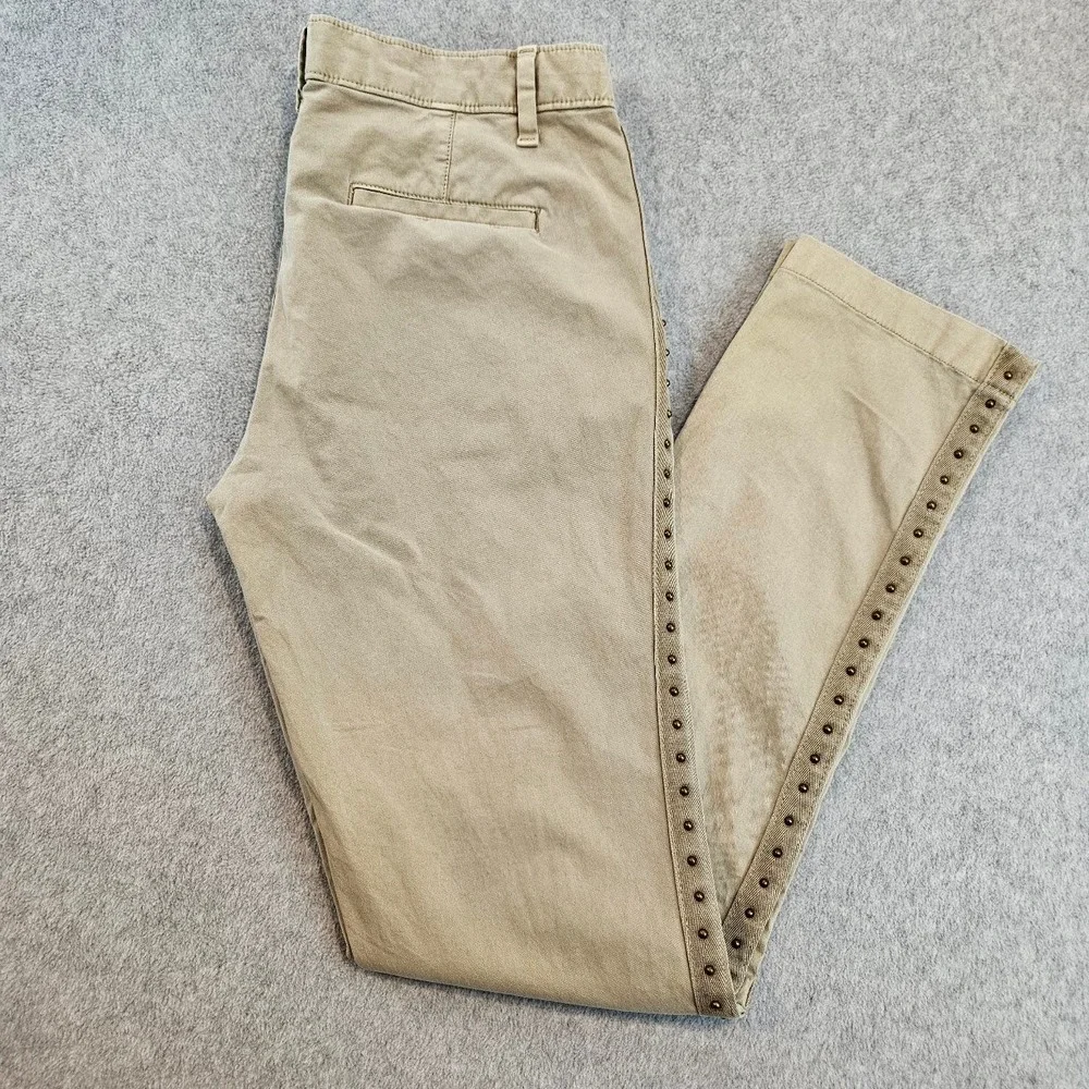 Gap Girlfriend Chino Pants Womens 6 Tall Khaki Studded Side Stripe 905501-01